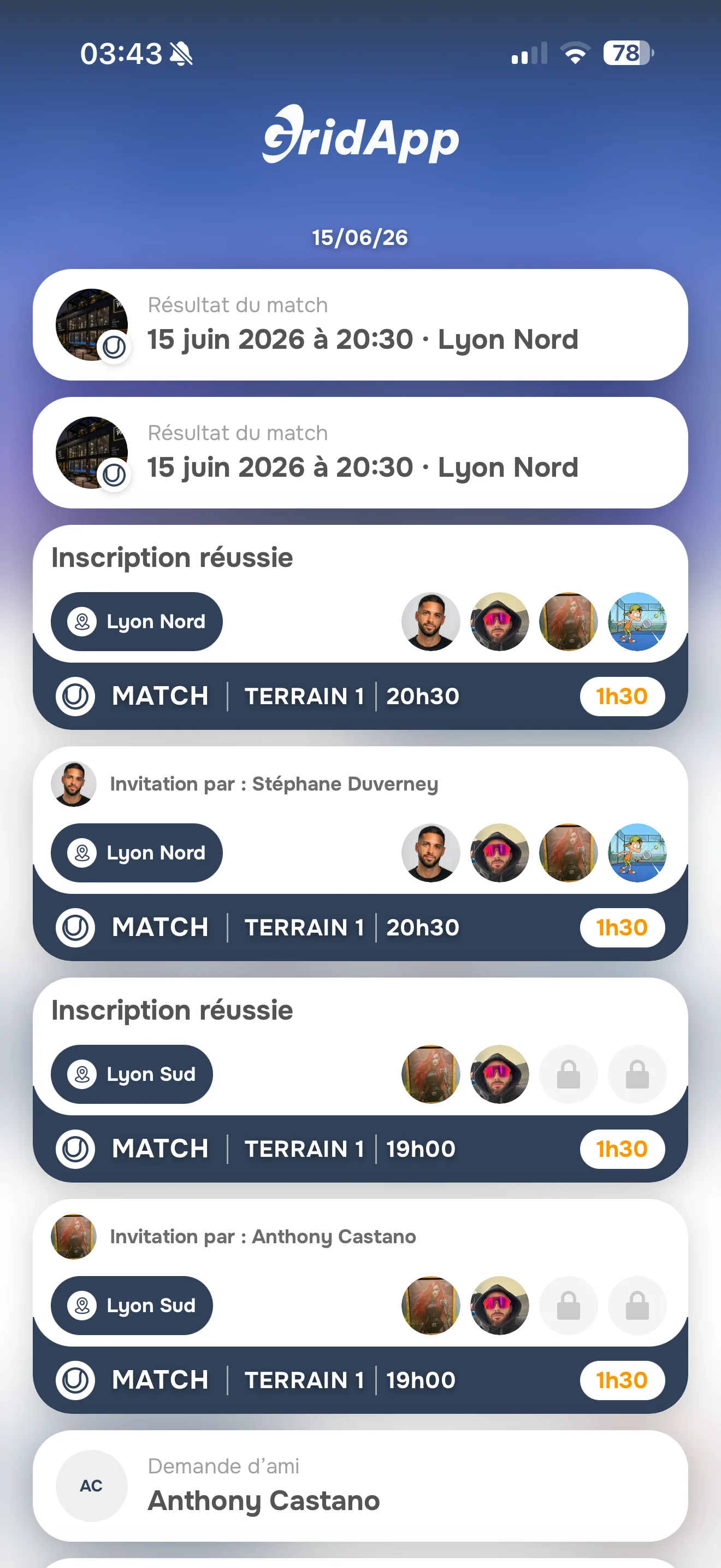 Fil d’activité GridApp