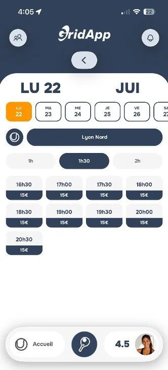 Planning de réservation GridApp